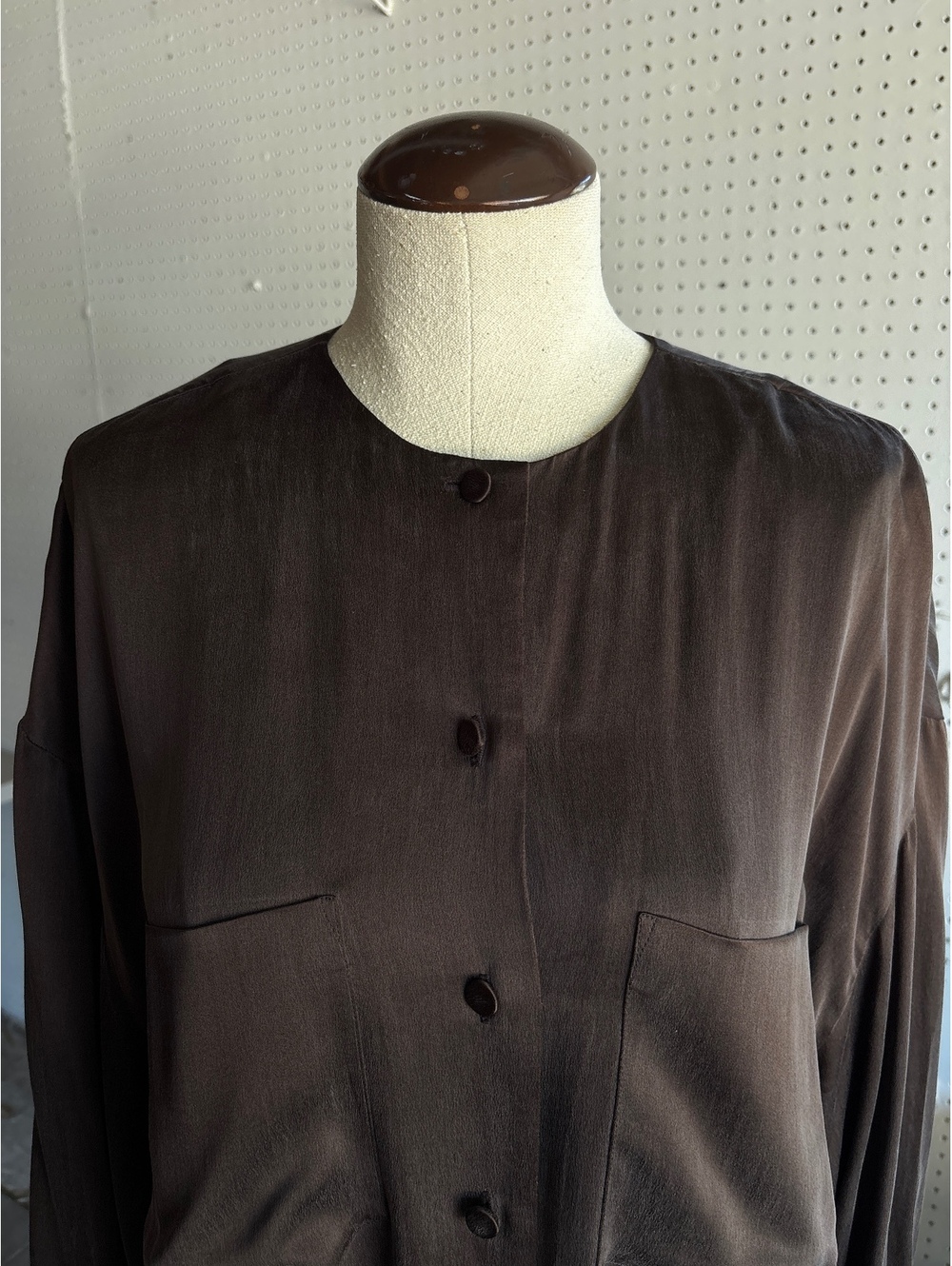 Dana Buchman Women's Silk Brown Button-Up Blouse Size 14